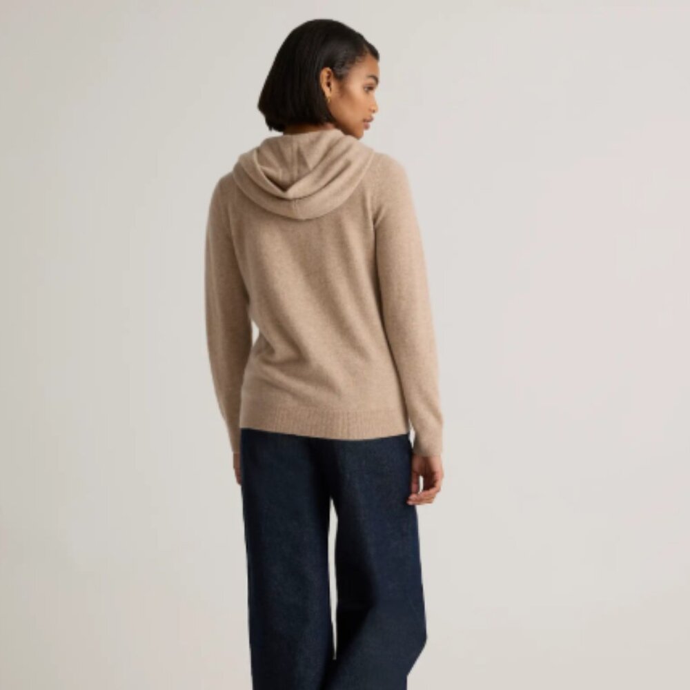 NWT Quince Mongolian Cashmere Full-Zip Hoodie Womens S Oatmeal - Picture 5 of 7